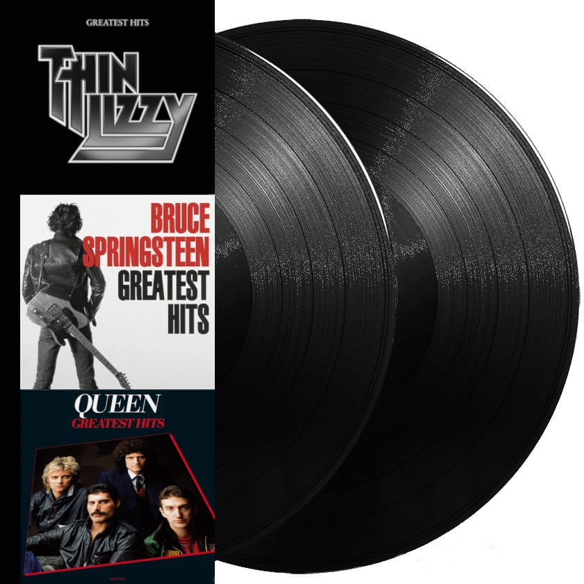 queen, thin lizzy, and bruce springsteen on album cover